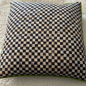 MacKenzie-Childs Checkered Pillow with Green Trim
